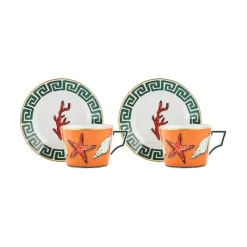 Ginori 1735 Dinnerware|Il Viaggio Di Nettuno Tea Cups and Saucers, Set of 2