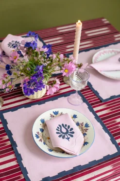 Elizabeth Lake Place Settings & Linens|Indian Tulip Dinner Napkins in Lilac and Navy, Set of 2