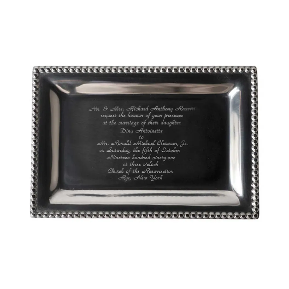 Salisbury Living|Silver|Infinity Vanity Tray with Wedding Invitation