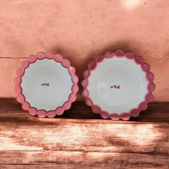 Caitlin Rounds Antiques Dinnerware|Initials Scalloped Dessert Plates, Set of 2