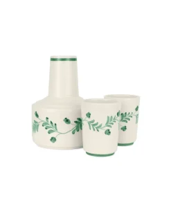 Rebecca Udall Glassware|Iris Ceramic Carafe & Pair of Tumblers in Dark Green