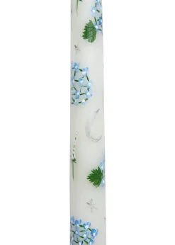 MJ Tablescapes Candles|Ivory Evening Hydrangeas Hand-Painted Taper Candles, Set of Two