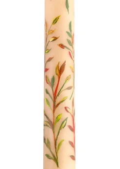 MJ Tablescapes Candles|Ivory Fall Leaves Taper Candles, Set of 2