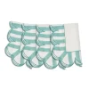 Misette Place Settings & Linens|Jardin Embroidered Linen Scalloped Stripe Napkins in Green, Set of 4