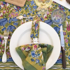 Couleur Nature Place Settings & Linens|Jardin Napkins Blue & Vert, Set of 6