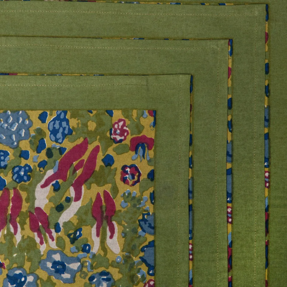 Couleur Nature Place Settings & Linens|Jardin Napkins Blue & Vert, Set of 6