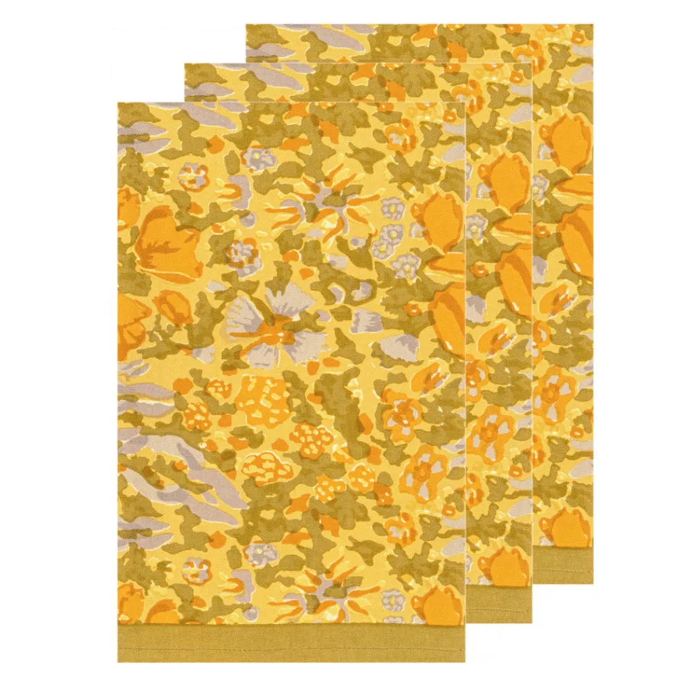 Couleur Nature Place Settings & Linens|Jardin Tea Towels Mustard & Grey, Set of 3