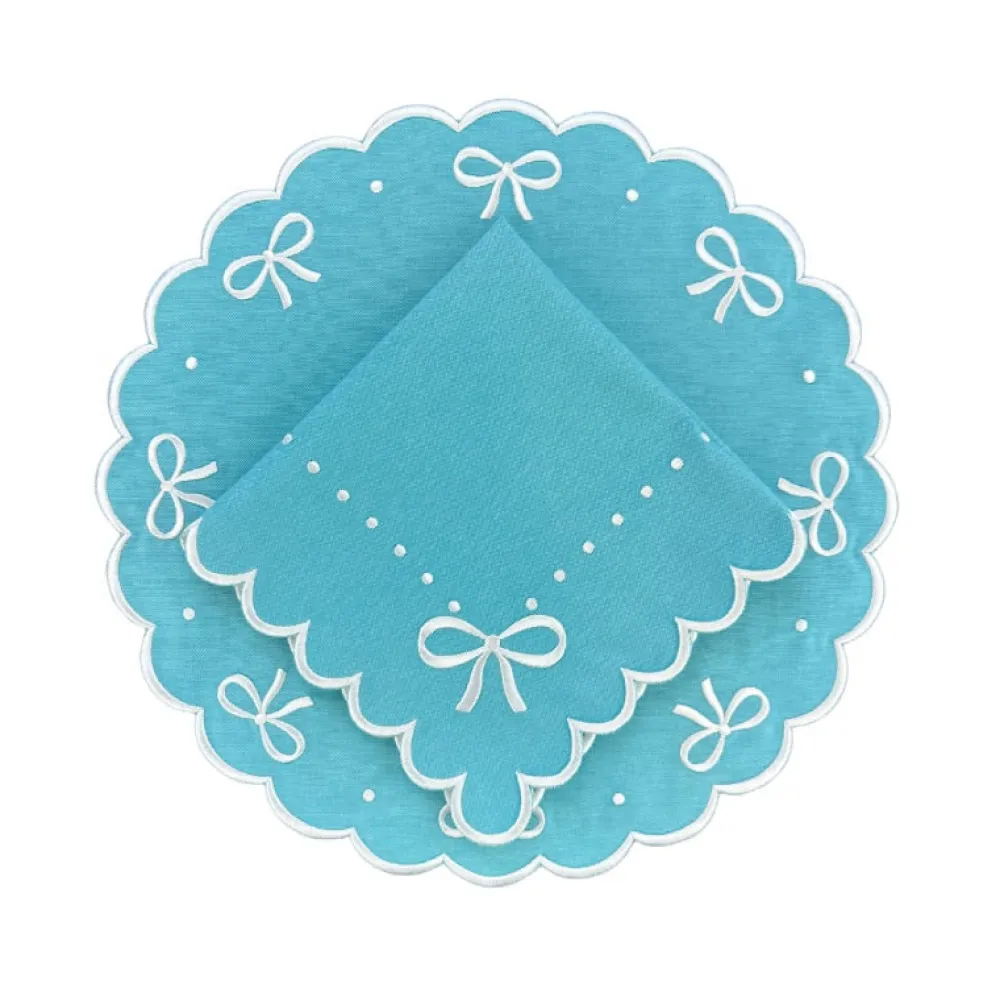 Flying Sheep Country Place Settings & Linens|Juliet Bows Napkin - Robin Egg Blue, Set of 4
