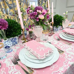 Flying Sheep Country Place Settings & Linens|Juliet Bows Placemat in Pink, Set of 4