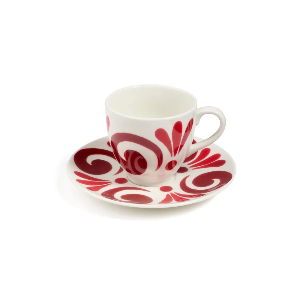 Themis Z Dinnerware|Kallos Coffee or Tea Cup in Deep Red on White