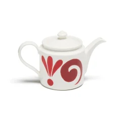 Themis Z Dinnerware|Kallos Tea Set in Deep Red on White