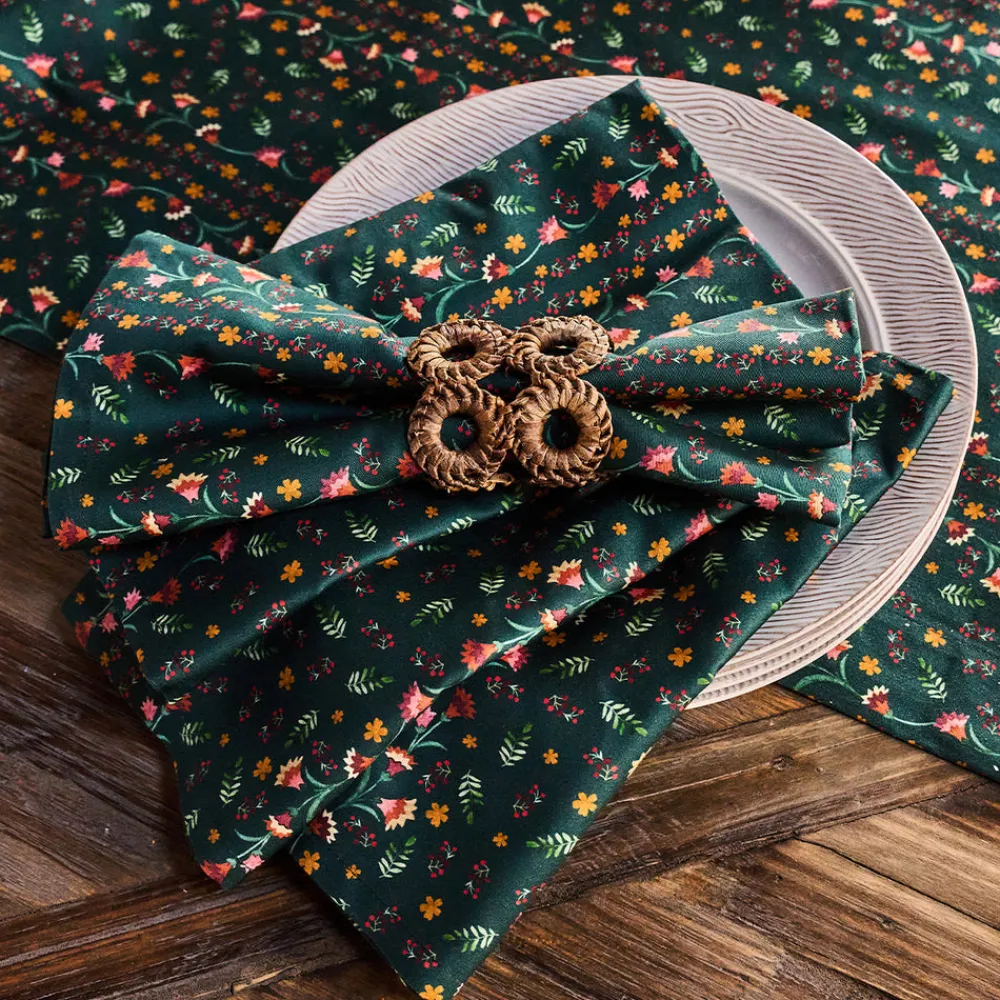 Juliska Place Settings & Linens|Klara Napkin in Evergreen, Set of 4