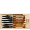Jean Dubost Laguiole Flatware|Knives in Olive Wood Rustic, Set of 6