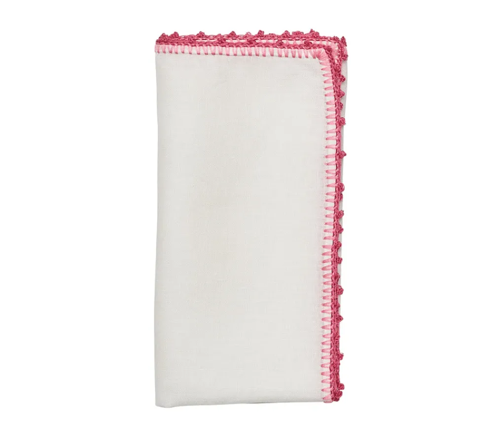 Kim Seybert Place Settings & Linens|Knotted Edge Napkin in White, Pink & Blush, Set of 4