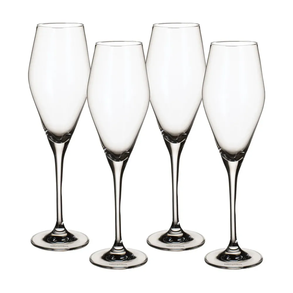Villeroy & Boch Glassware|La Divina Flute in Clear, Set of 4