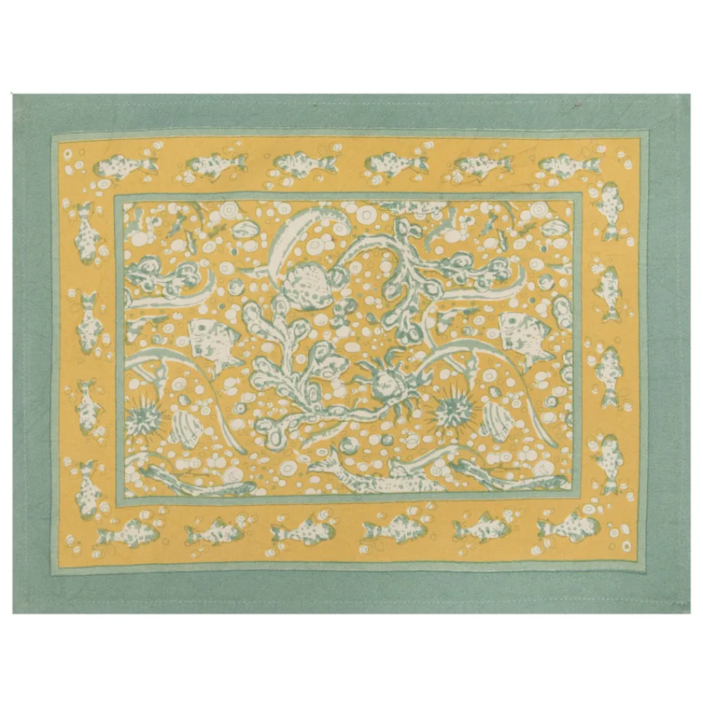 Couleur Nature Place Settings & Linens|La Mer Mats in Aqua & Citrine, Set of 6