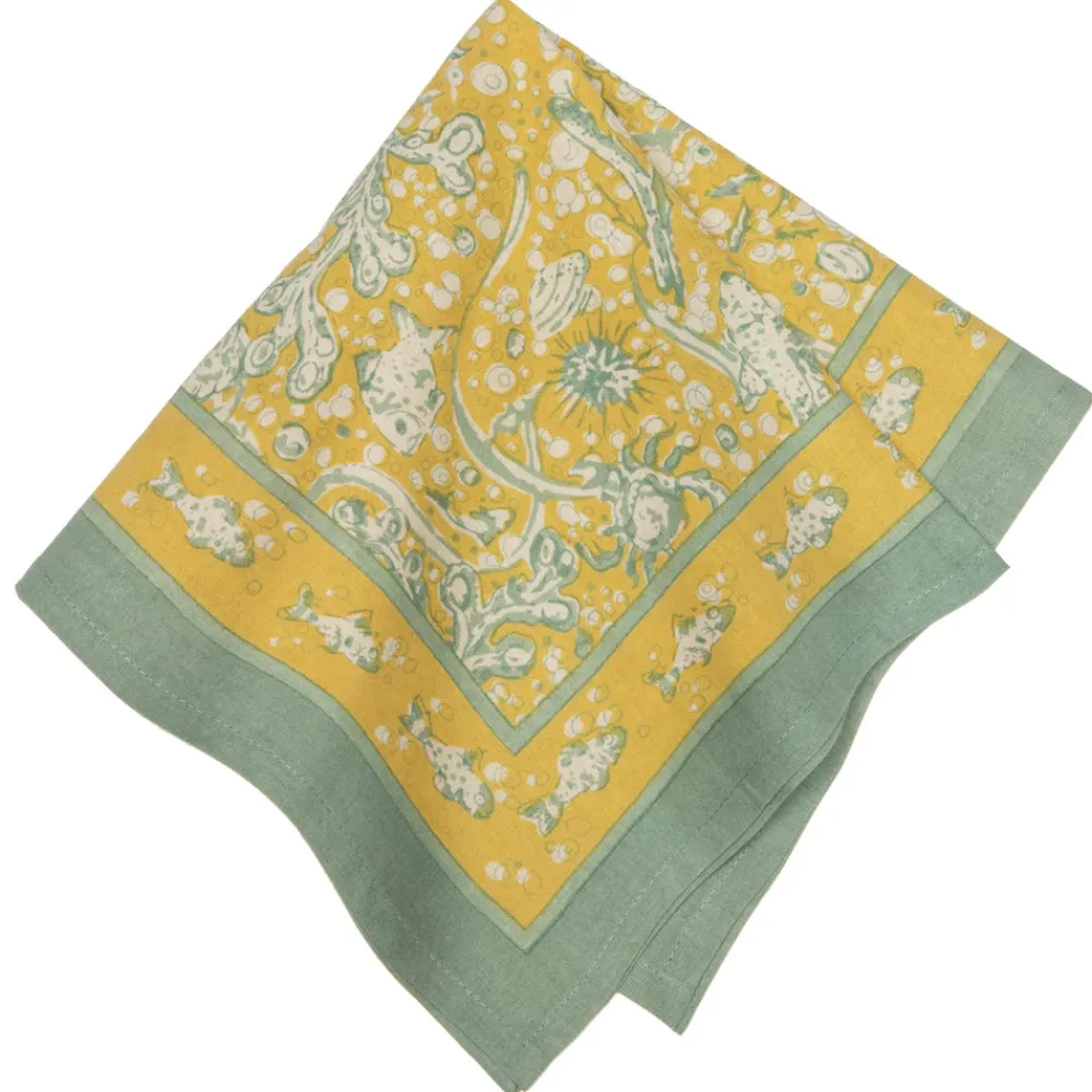 Couleur Nature Place Settings & Linens|La Mer Napkins Aqua & Citrine, Set of 6