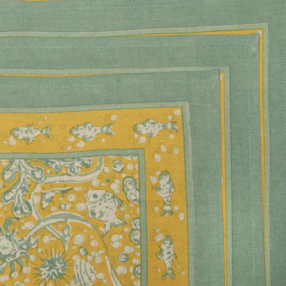 Couleur Nature Place Settings & Linens|La Mer Napkins Aqua & Citrine, Set of 6