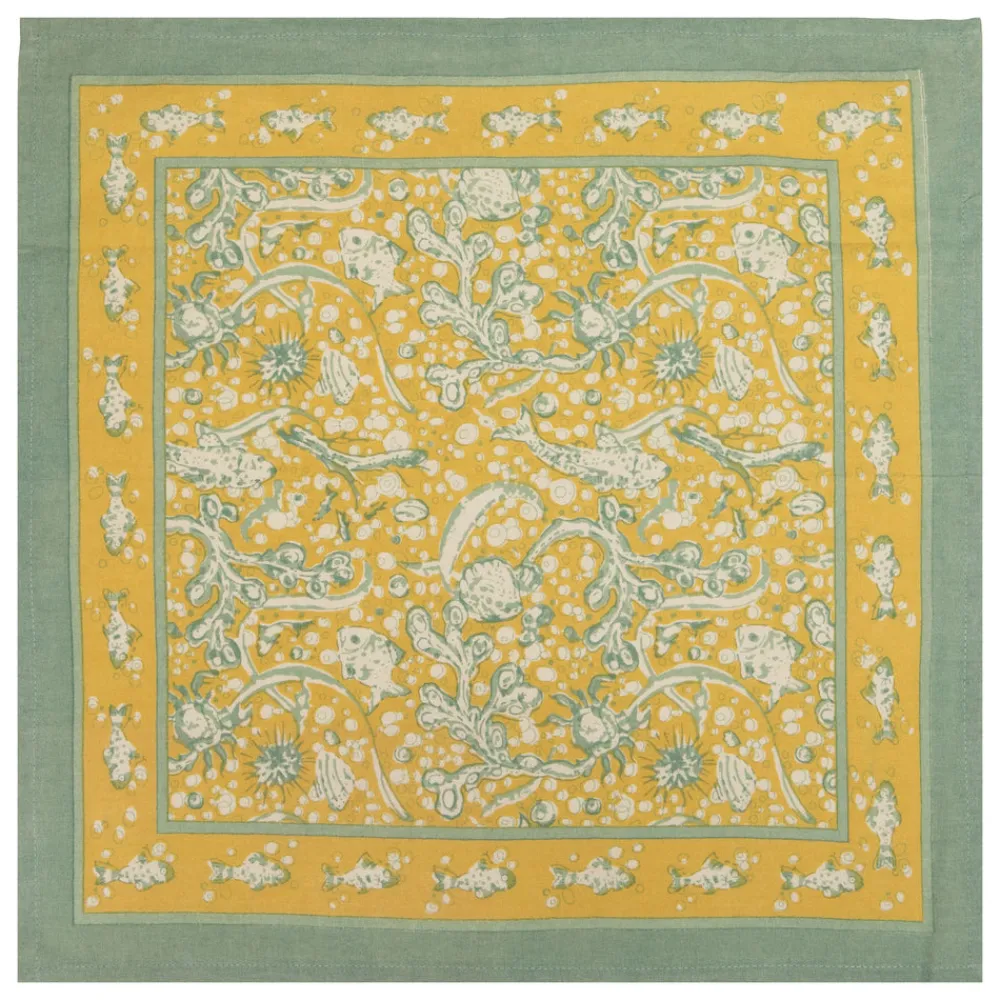 Couleur Nature Place Settings & Linens|La Mer Napkins Aqua & Citrine, Set of 6