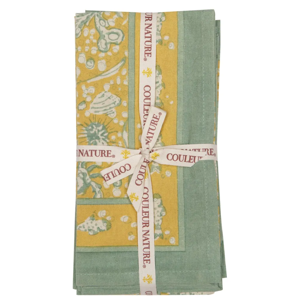 Couleur Nature Place Settings & Linens|La Mer Napkins Aqua & Citrine, Set of 6