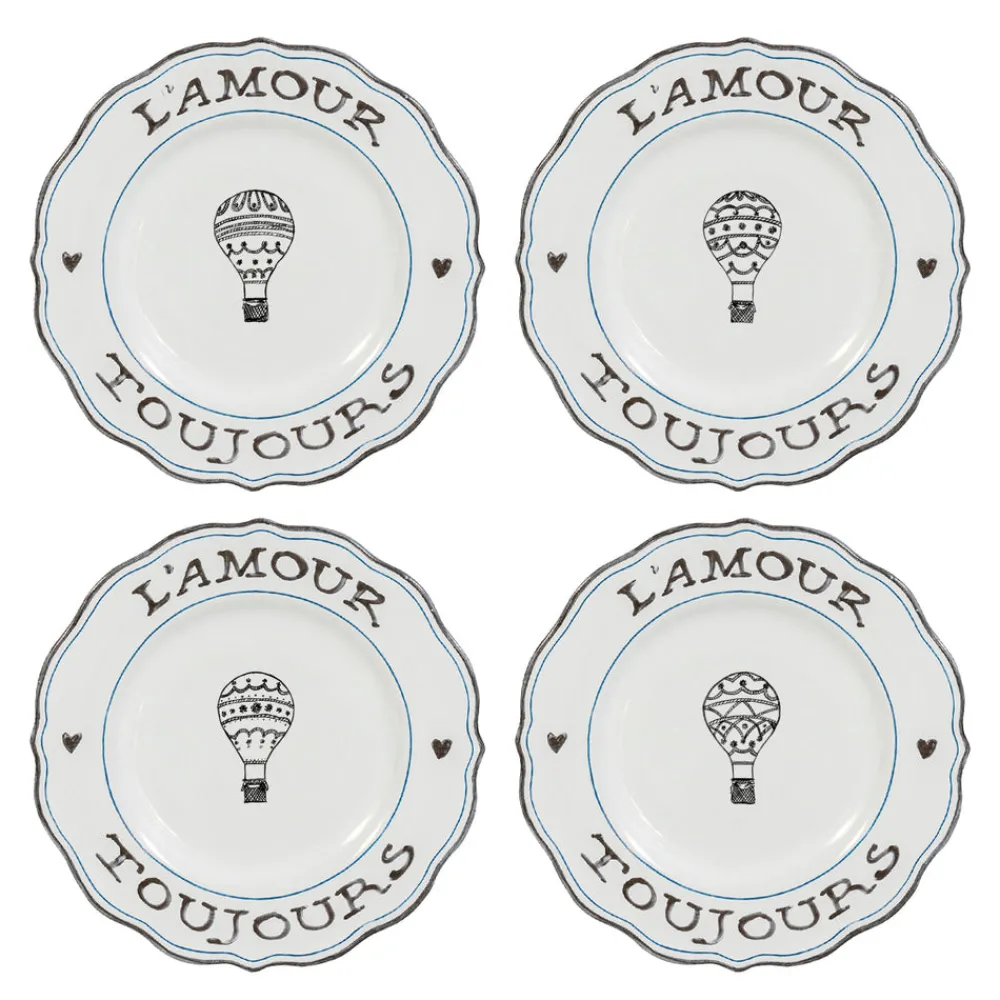 Juliska Dinnerware|L’Amour Toujours Dessert/Salad Plates, Assorted, Set of 4