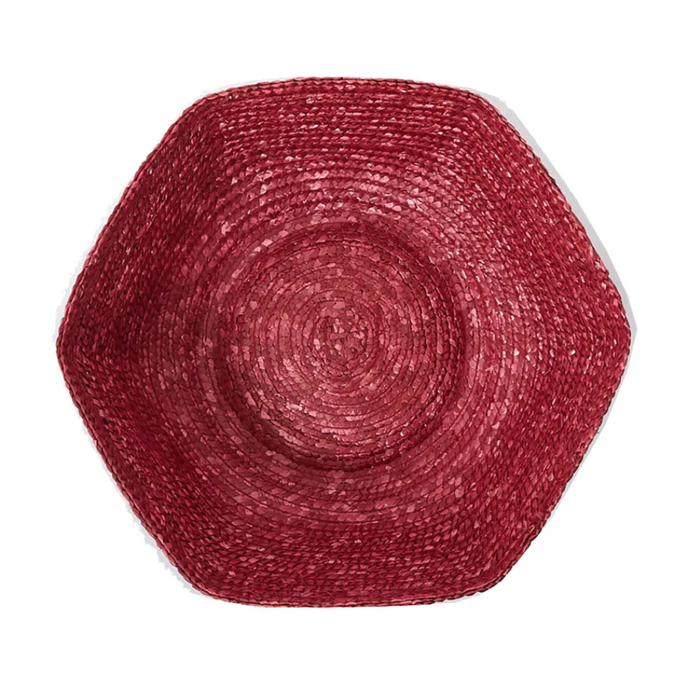 Cabana Dinnerware|Large Hexagonal Raffia Basket in Deep Purple