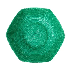 Cabana Dinnerware|Large Hexagonal Raffia Basket in Green