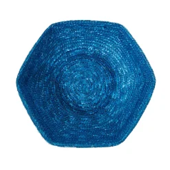 Cabana Dinnerware|Large Hexagonal Raffia Basket in Blue