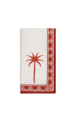 La DoubleJ Place Settings & Linens|Large Napkins in Date Palms Napkin Mattone, Set of 2