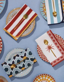 La DoubleJ Place Settings & Linens|Large Napkins in Date Palms Napkin Mattone, Set of 2