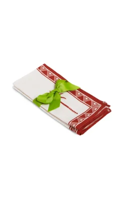 La DoubleJ Place Settings & Linens|Large Napkins in Date Palms Napkin Mattone, Set of 2