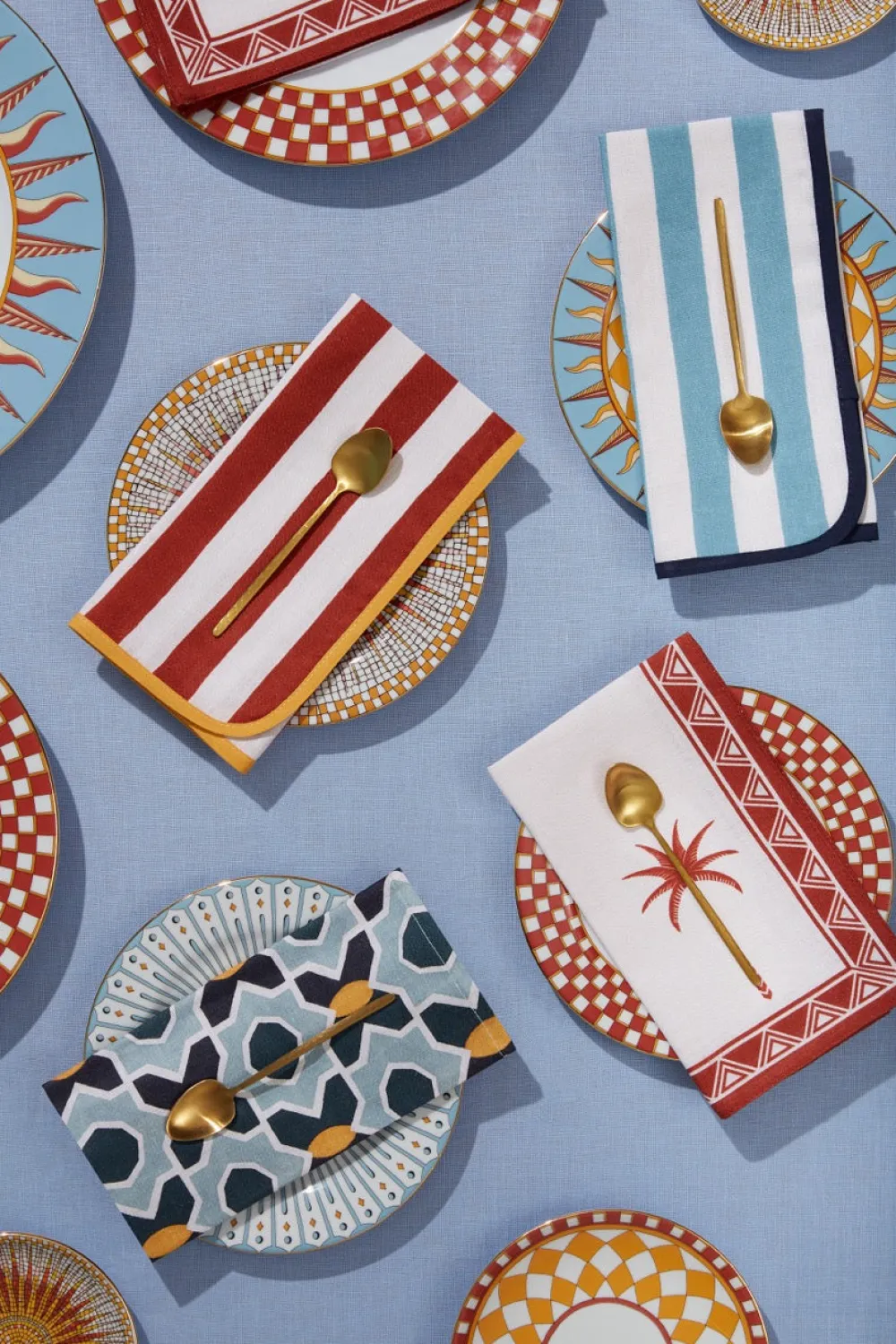 La DoubleJ Place Settings & Linens|Large Napkins in Riviera Celeste Sky Blue, Set of 2