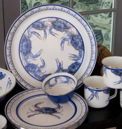 Golden Rabbit Dinnerware|Large Tray in Blue Crab