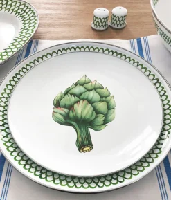 Golden Rabbit Dinnerware|Large Tray in Green Scallop
