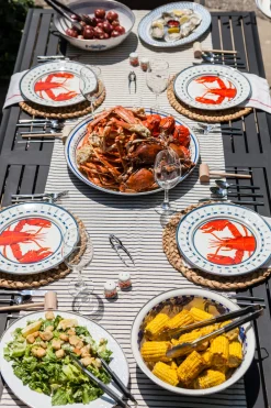 Golden Rabbit Dinnerware|Large Tray in Lobster