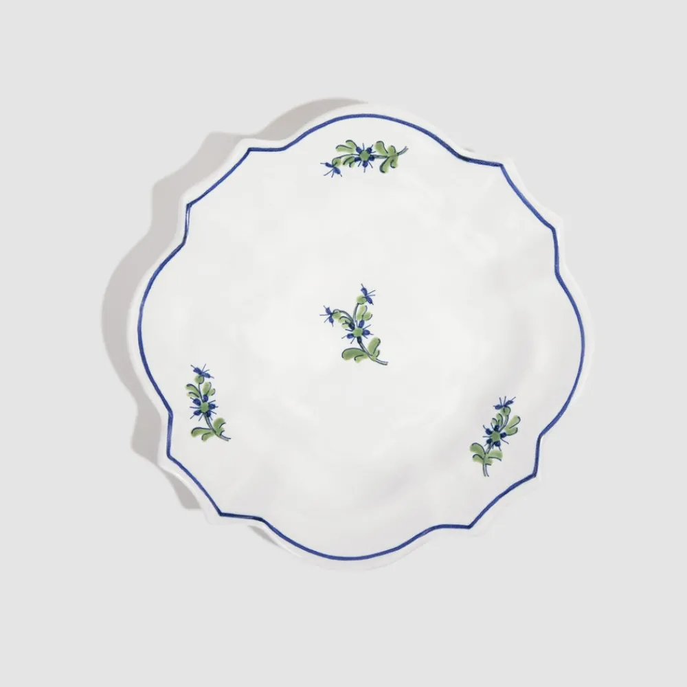Z.d.G. Dinnerware|Les Bleuets Drageoir Petite Plate, Bleu Égyptien et Vert