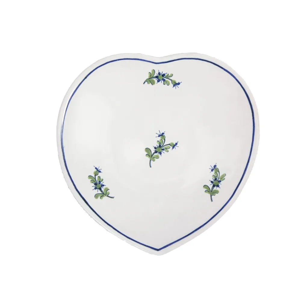 Z.d.G. Dinnerware|Les Bleuets Heart Petite Plate, Bleu Égyptien et Vert