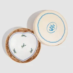 Z.d.G. Dinnerware|Les Bleuets Heart Petite Plate, Bleu Égyptien et Vert