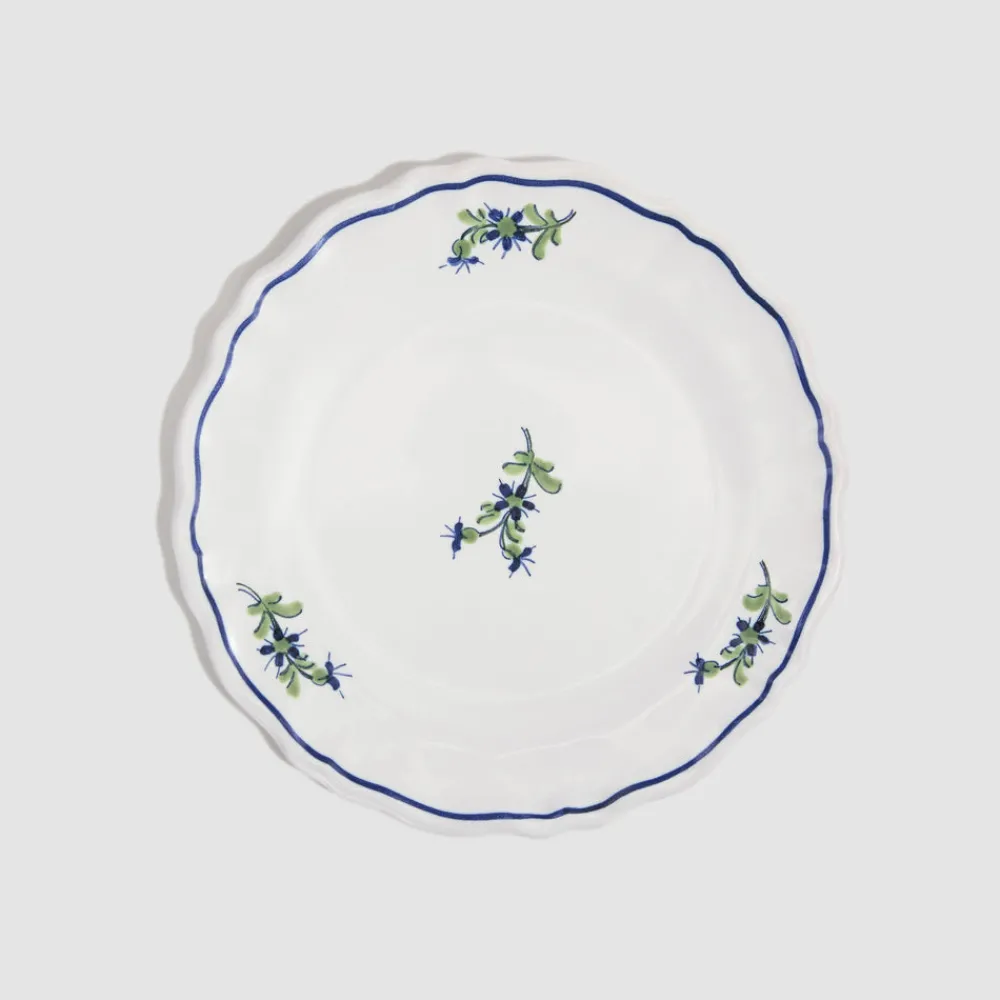 Z.d.G. Dinnerware|Les Bleuets Round Petite Plate in Bleu Égyptien in Vert