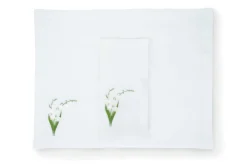 TriChi Design Place Settings & Linens|Lily of the Valley Collection, White Linen Napkin and Placemat, Set of 4