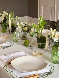 TriChi Design Place Settings & Linens|Lily of the Valley Collection, White Linen Napkin, Set of 4