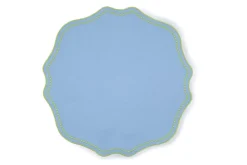 TriChi Design Place Settings & Linens|Lime Dotted Blue Linen Placemat, Set of 4