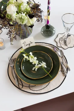 Misette Place Settings & Linens|Line Drawing Embroidered Linen Placemats, Set of 4