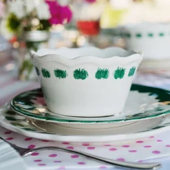VIETRI Dinnerware|Lisbon Green Stitch Cereal Bowl