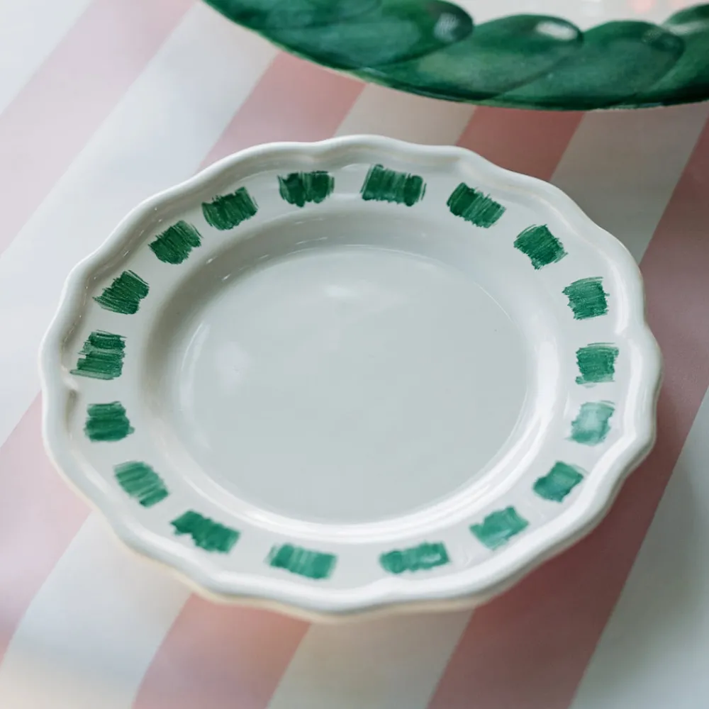 VIETRI Dinnerware|Lisbon Green Stitch Cocktail Plate