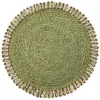 Caravan Place Settings & Linens|Loopy Abaca 15" Round Placemat in Olive Green & Natural, Set of 4
