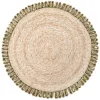 Caravan Place Settings & Linens|Loopy Abaca 15" Round Placemat in Natural & Olive Green, Set of 4