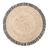 Caravan Place Settings & Linens|Loopy Abaca 15" Round Placemat in Natural & Navy, Set of 4
