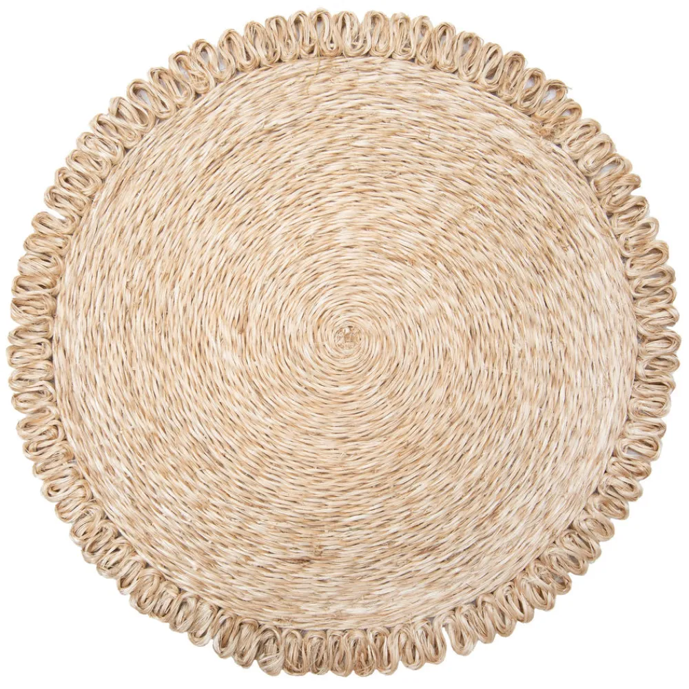 Caravan Place Settings & Linens|Loopy Abaca 15" Round Placemat in Natural, Set of 4