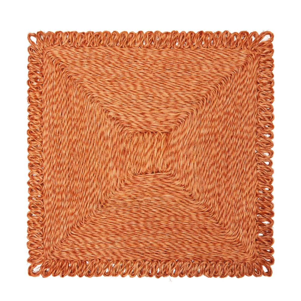 Caravan Place Settings & Linens|Loopy Square Placemat in in Clementine, Set of 4